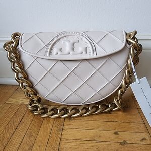 Brand New With Tags Tory Burch Mini Fleming Shoulder Bag with Gold Chain
